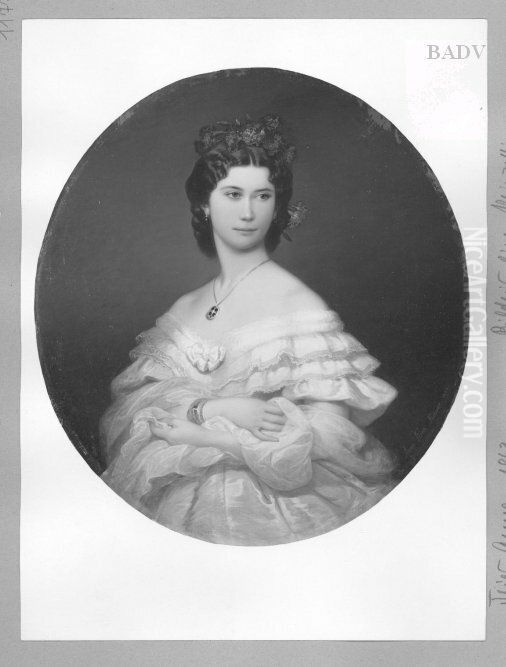 portrait of a lady in white Oil Painting by Anna Susanna Fries