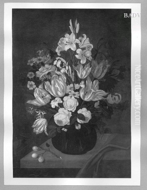 Blumenstillleben mit Tulpen, Lilien und Rosen Oil Painting by Bartholomeus Assteyn