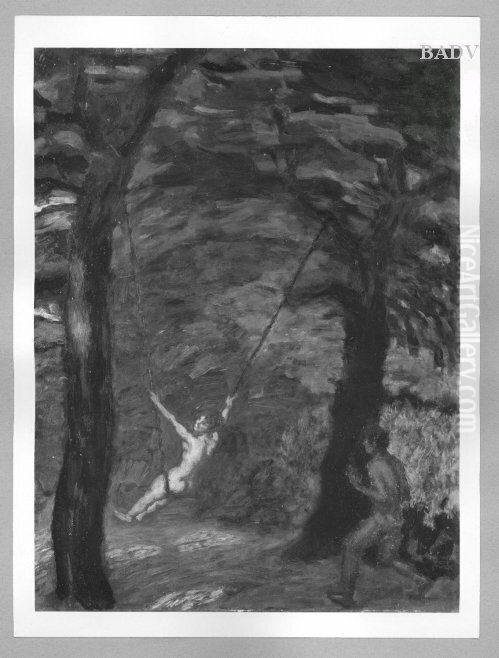 The swing under trees Oil Painting by Franz Stuck