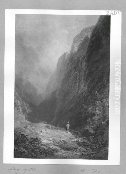 Berglandschaft mit Sennerin Oil Painting by Carl Spitzweg