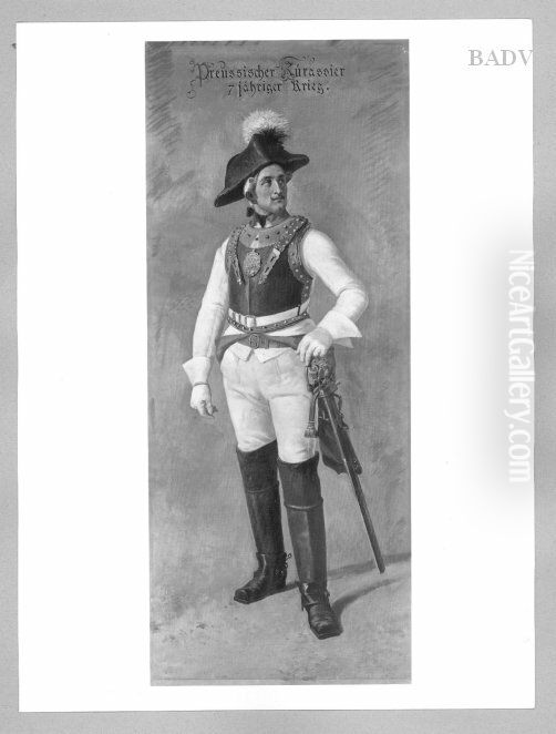 Preussischer Kurassier im siebenjahrigen Krieg Oil Painting by Louis Braun