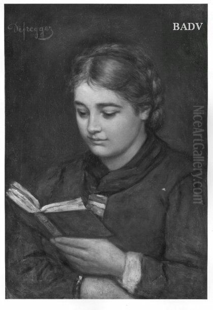 Girl reading Oil Painting by Franz Defregger