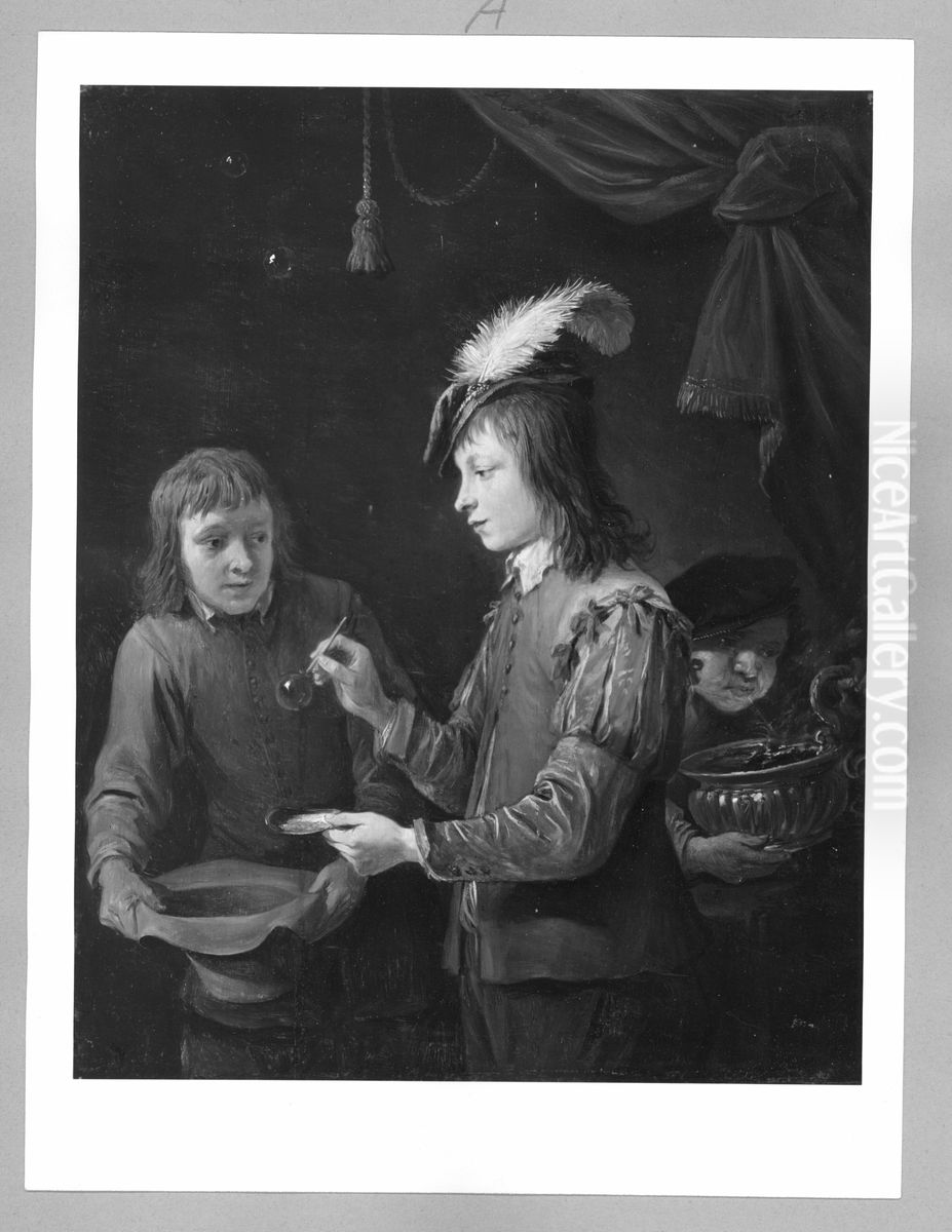 boy blowing bubbles Oil Painting by David Teniers the Younger