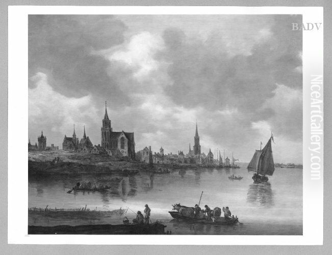 riverscene near Emmerich 1648 Oil Painting by Jan van Goyen