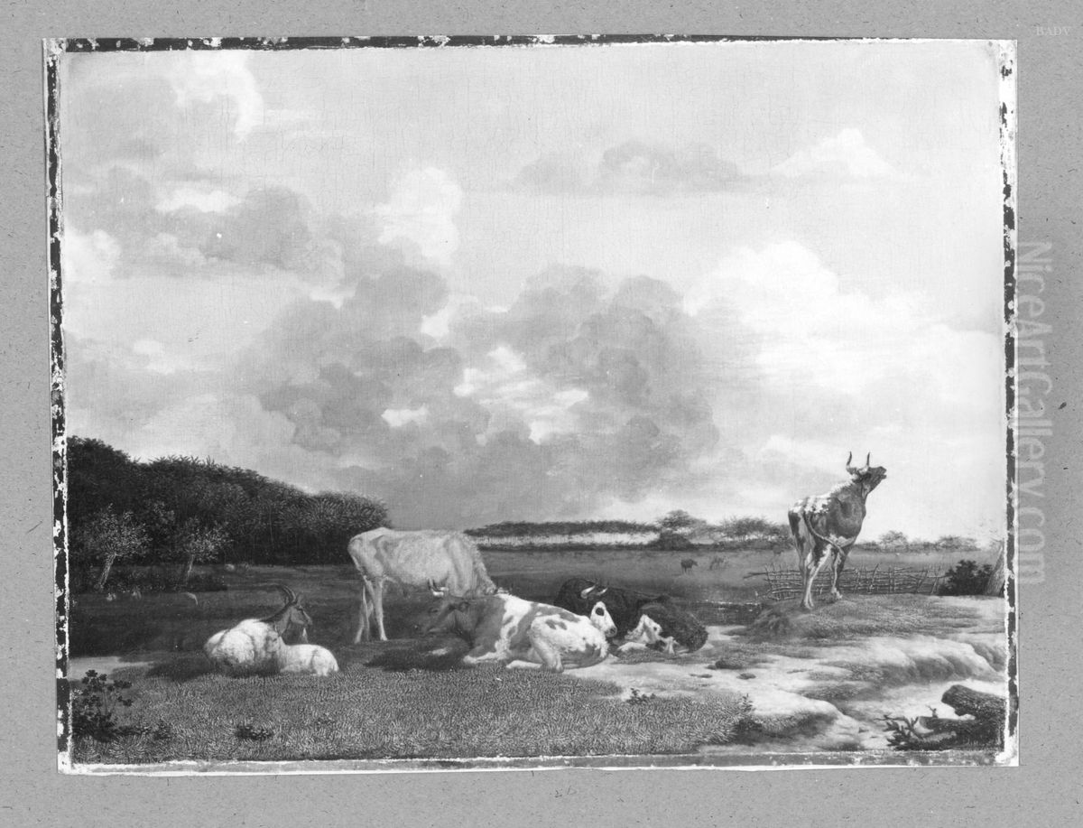 Kuhe und Ziegen auf der Weide Oil Painting by Paulus Potter