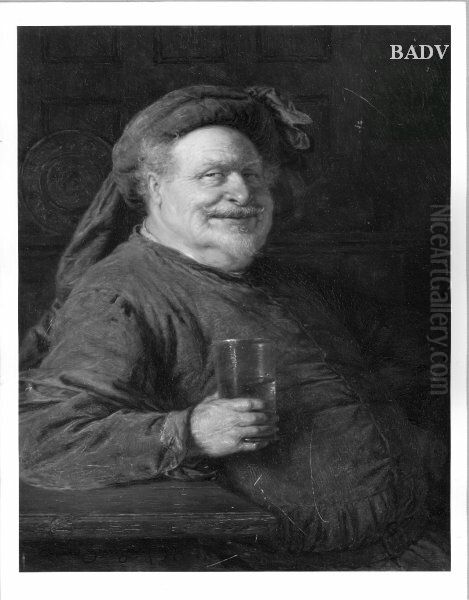 Falstaff mit Weinglas Oil Painting by Eduard Von Grutzner