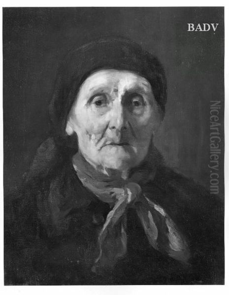 Old woman, half-length Oil Painting by Wilhelm Leibl