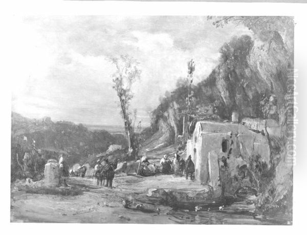 landscape with figures Oil Painting by Carl Blechen