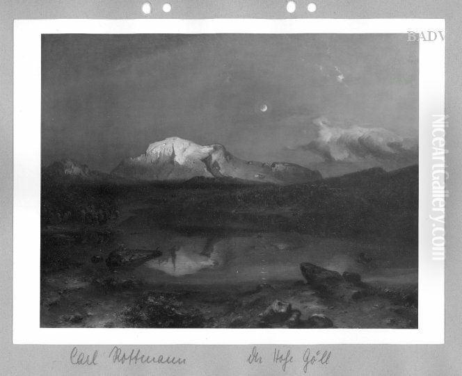 The Hofe Goll at sunset Oil Painting by Carl Rottmann