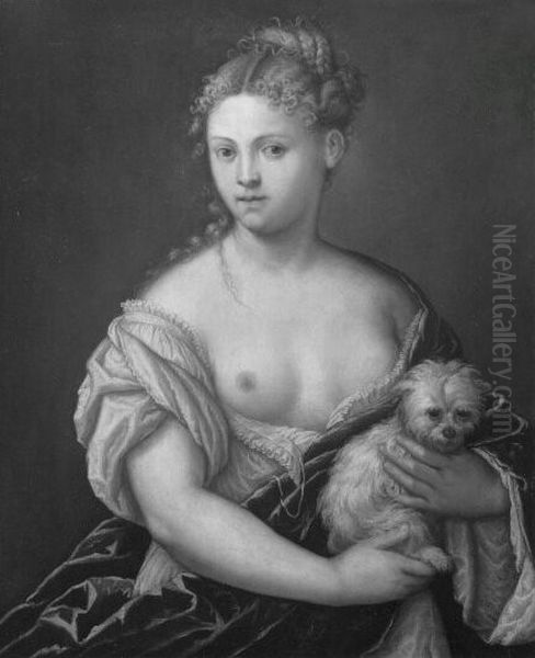 Junge Venezianerin mit Hundchen Oil Painting by Paris Bordone