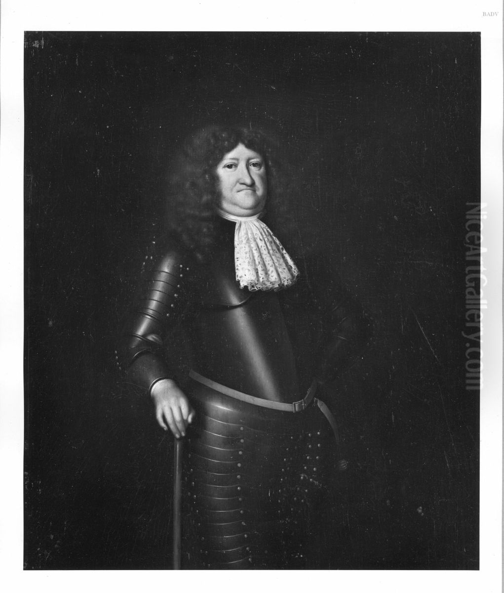 Mannliches Bildnis mit Allonge-Perucke und Harnisch Oil Painting by Gerard ter Borch the Elder