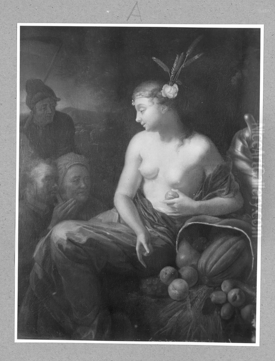 pomona and 3 peasants Oil Painting by Godfried Schalcken
