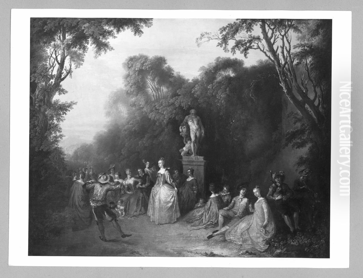 Rokoko-Tanzszene in einem Park Oil Painting by Christian Wilhelm Ernst Dietrich