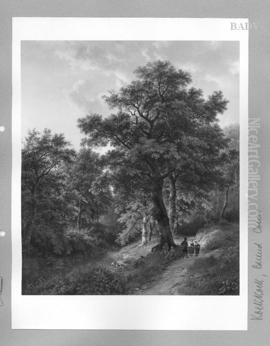 Eichenwald mit Staffage Oil Painting by Barend Cornelis Koekkoek
