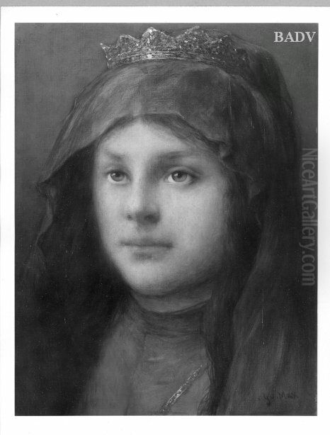 Madchenkopfchen mit Krone Oil Painting by Gabriel von Max
