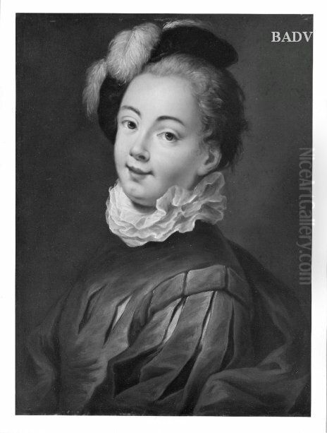 Madchenbildnis mit Federbarett und Halskrause Oil Painting by Christian Wilhelm Ernst Dietrich