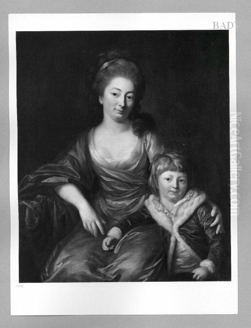 portrait of mother and child (countess Senfft von Pilsach and son) Oil Painting by Anton Graff