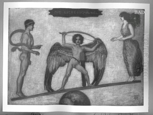 Die Liebesschaukel Oil Painting by Franz Stuck