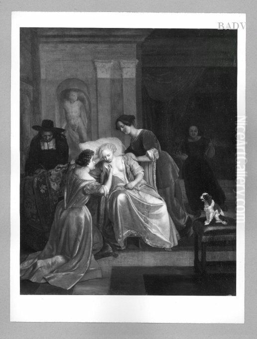 Krankenbesuch Oil Painting by Jacob Ochtervelt