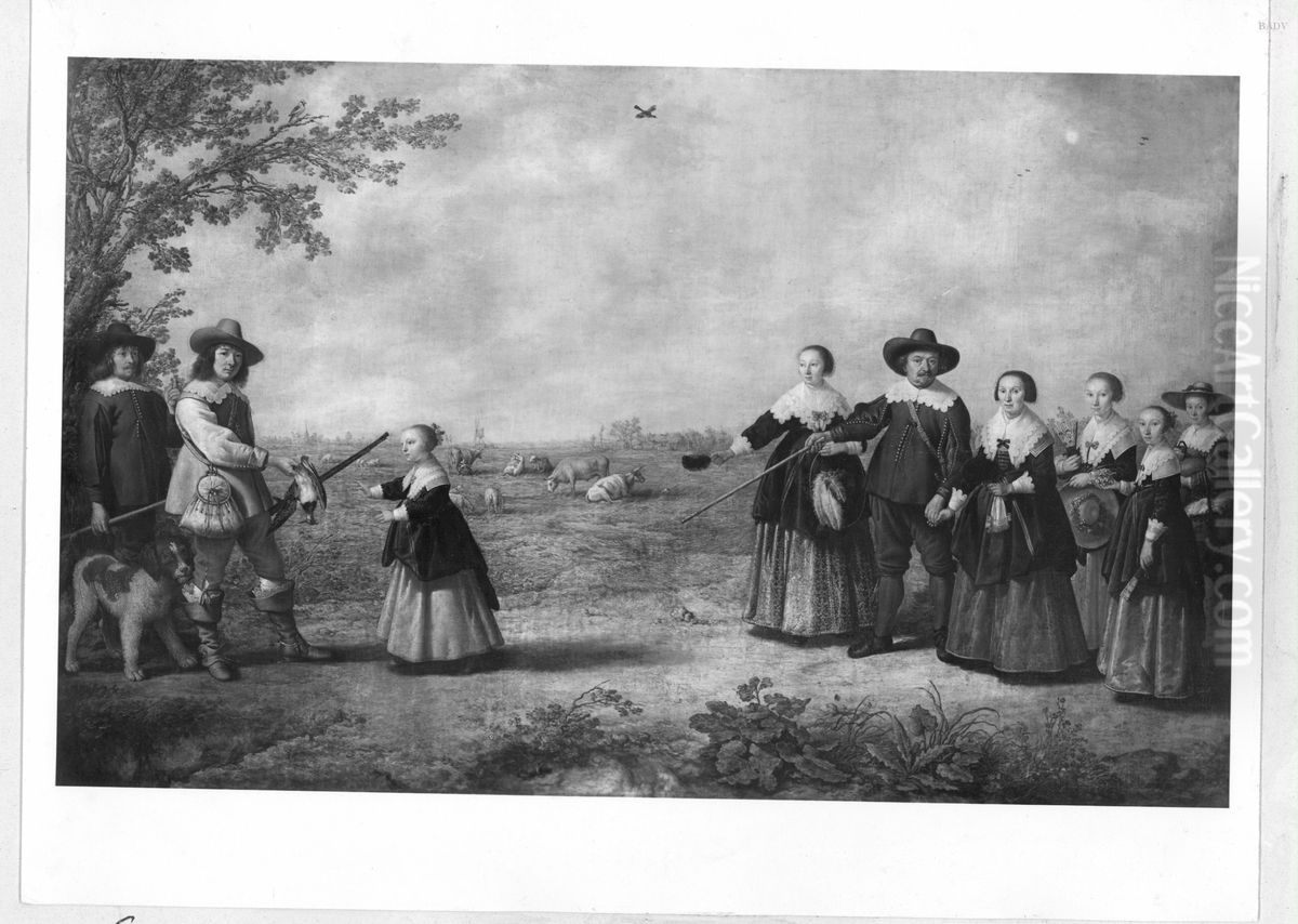 family in a landscape (9 persons) Oil Painting by Aelbert Cuyp