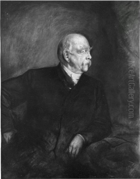 Portrat Bismarcks am Tisch sitzend (im Profil) Oil Painting by Lenbach Franz Von