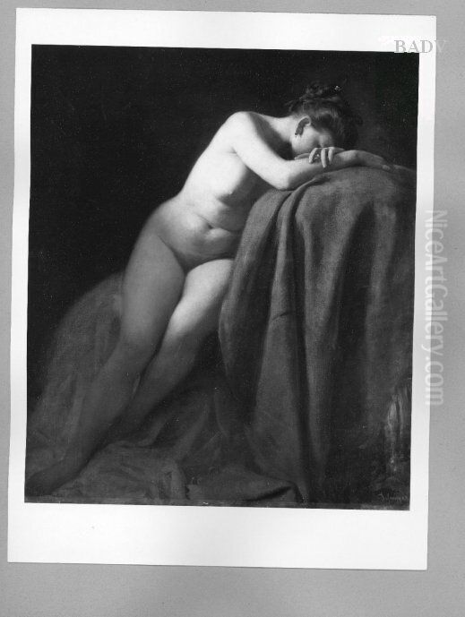 Reclining female nude Oil Painting by Franz Defregger