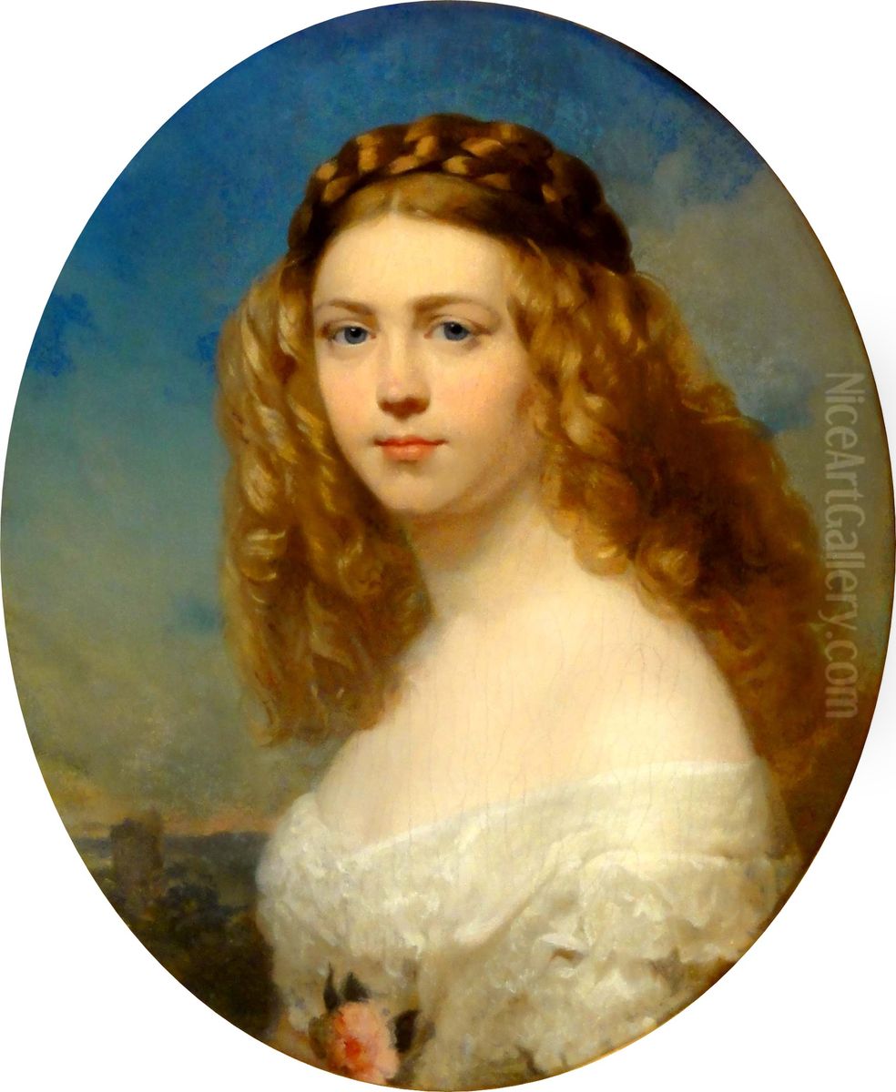 Portrait d'une jeune aristocrate polonaise. Oil Painting by Franz Xavier Winterhalter