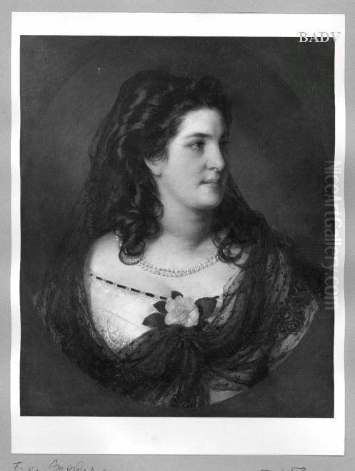 Portrat der Frau von Honigsberg mit schwarzem Spitzenschleier Oil Painting by Friedrich von Amerling