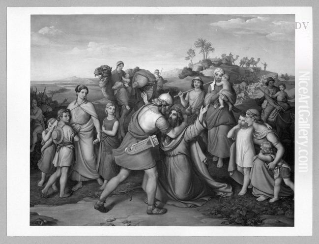 Begegnung von Jakob und Esau Oil Painting by Alexander Maximilian Seitz