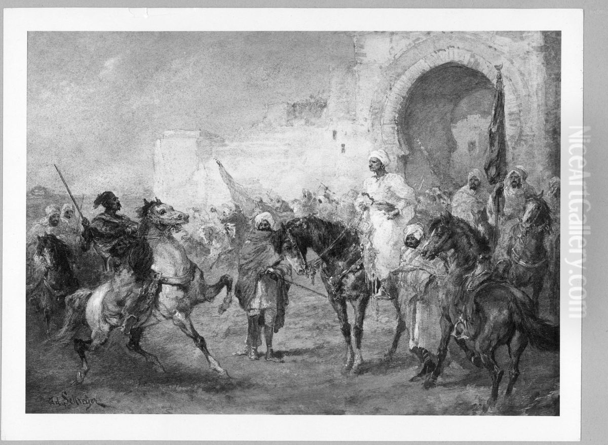 Araber zu Pferd Oil Painting by Adolf Schreyer