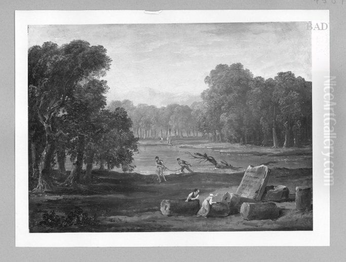 Kleine Hugellandschaft mit Staffage Oil Painting by Hubert Robert