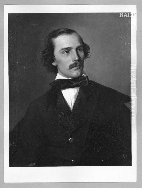 Herrenbildnis in Schwarz Oil Painting by Friedrich Kriehuber