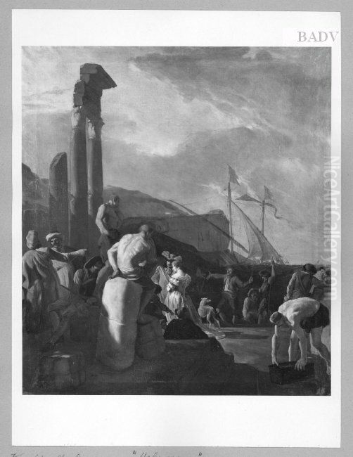 Hafenszene Oil Painting by Johannes Lingelbach