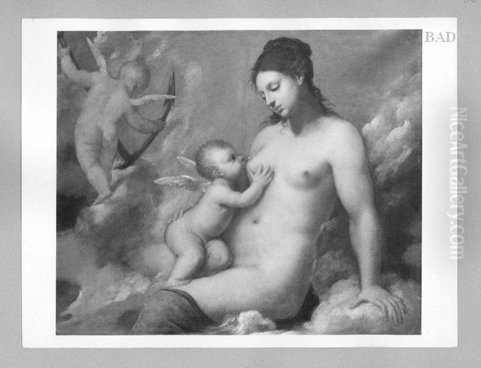 Venus mit Amor an der Brust Oil Painting by Pietro Liberi