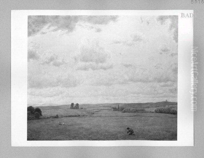 Wiesenlandschaft mit drei Kindern Oil Painting by Hans Thoma