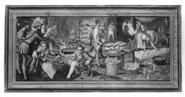 citchen scene out doors Oil Painting by Pieter Aertsen