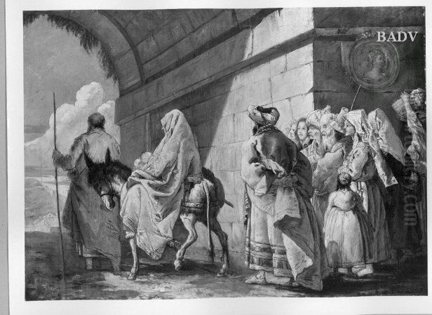 Flight to Egypt Oil Painting by Giovanni Domenico Tiepolo