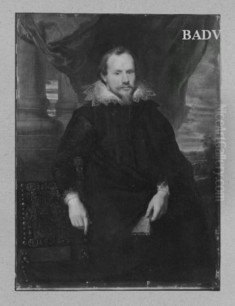 Mannliches Bildnis in Schwarz mit Spitzenkragen Oil Painting by Cornelis De Vos