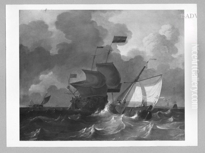 Segelschiffe auf bewegter See Oil Painting by Ludolf Bakhuizen