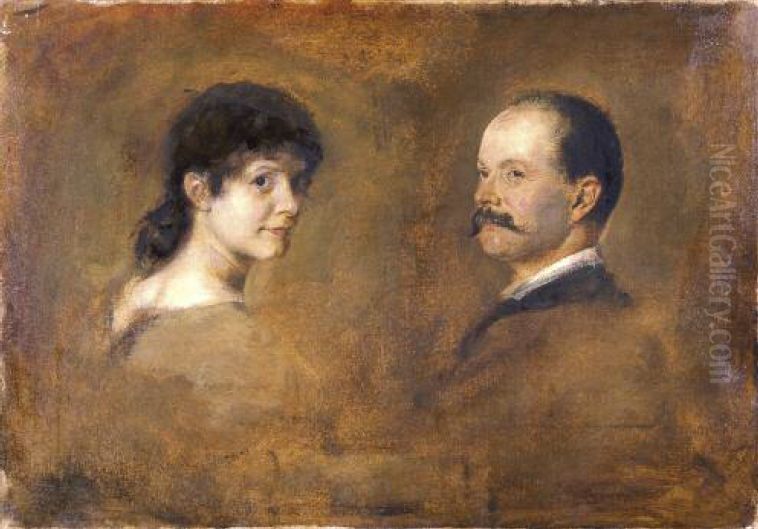 Retrats d'Alfred i Hedwig Pringsheim Oil Painting by Lenbach Franz Von