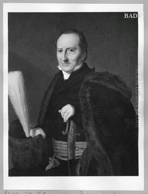 Mannliches Bildnis mit Pelzmutze und Feder (Graf Bethlen) Oil Painting by Ferdinand Georg Waldmuller