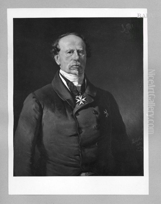 Portrait of Mr..Schonburg with merite pourle Oil Painting by Ferdinand von Rayski