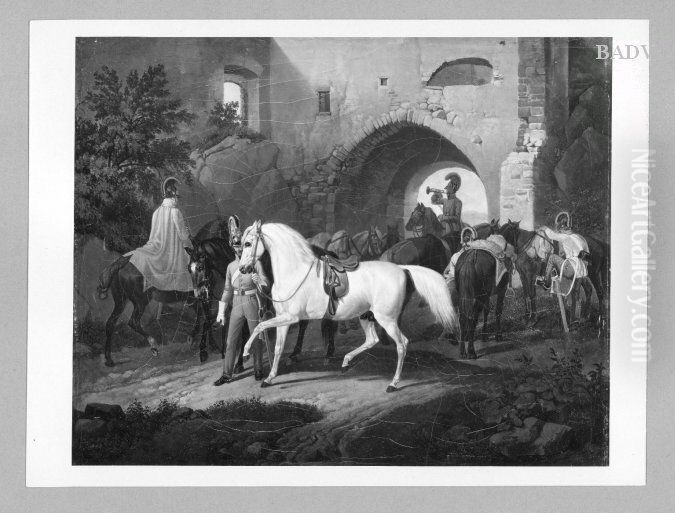 troop-horses Oil Painting by Johann Adam Klein