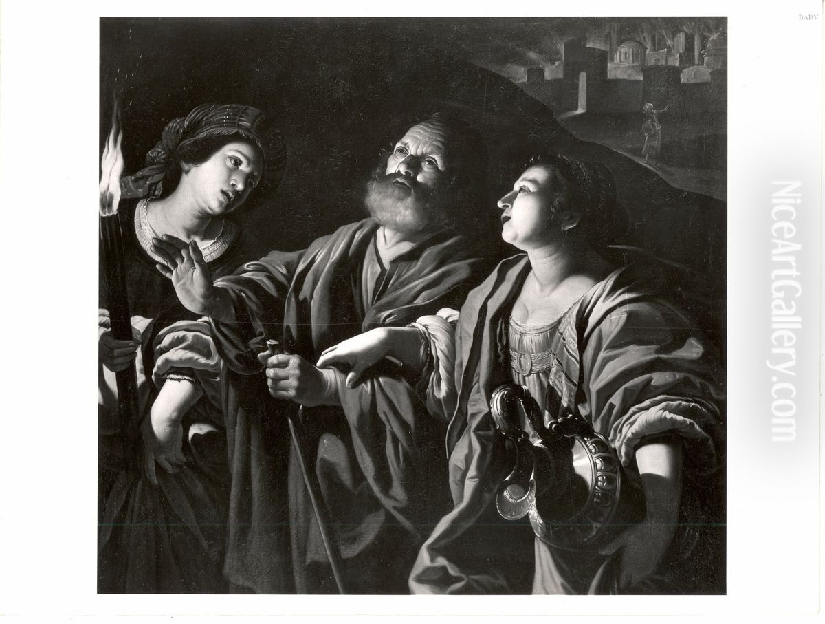 Lot und seine Tochter auf der Flucht Oil Painting by Rutilio di Lorenzo Manetti