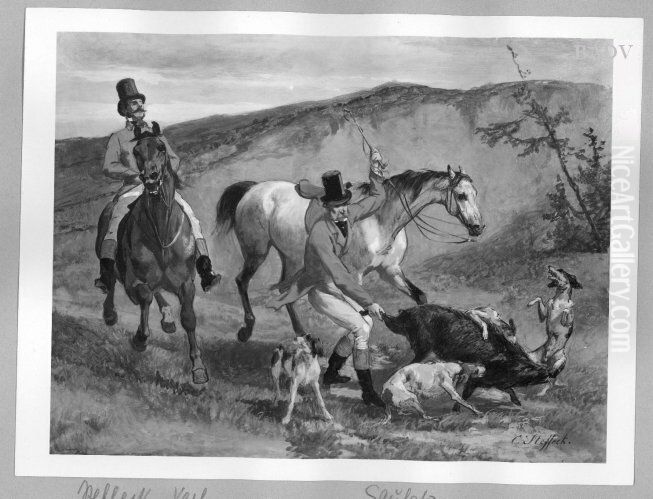 Parforce-Jagd Oil Painting by Carl Steffeck