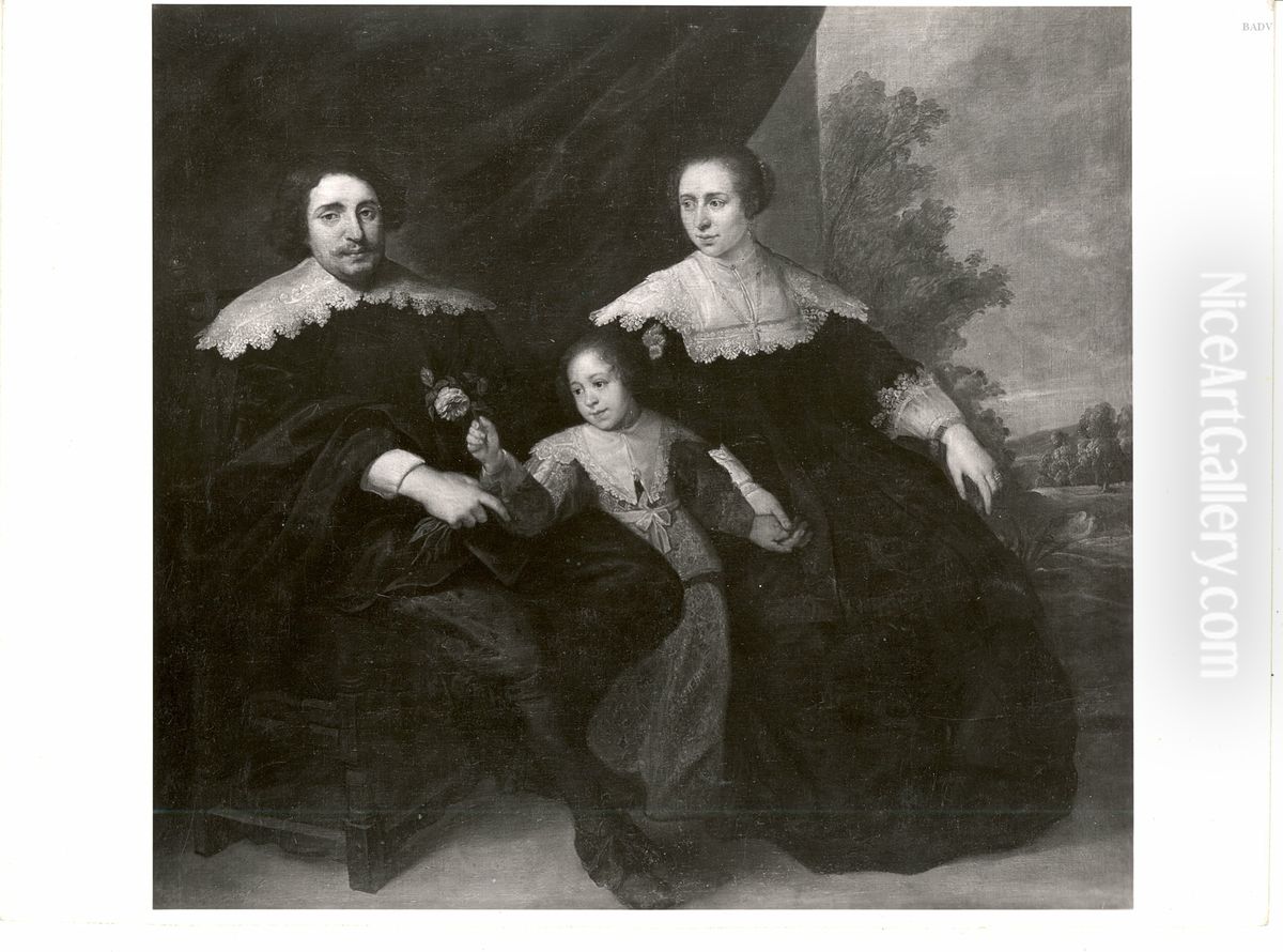 Flamisches Familienbild, rechts Ausblick auf eine Landschaft (Familienbildnis) Oil Painting by Cornelis De Vos