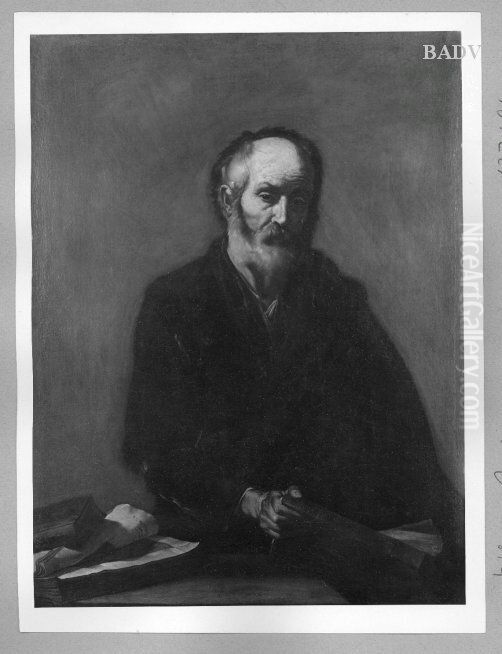 Halbfigur eines Philosophen mit einem Folianten Oil Painting by Jusepe de Ribera