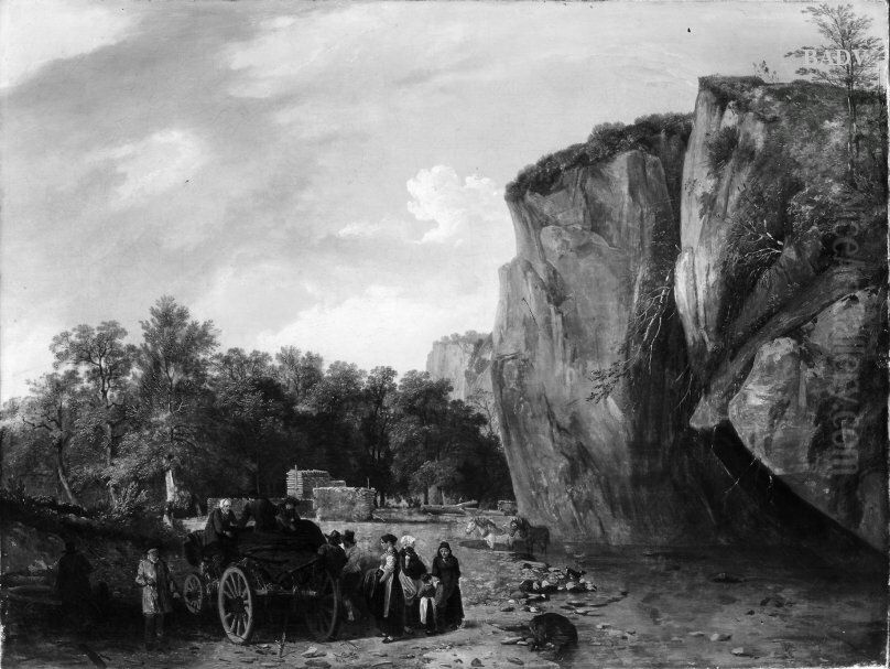 Felsenlandschaft mit Staffage Oil Painting by Wolfgang Adam Topffer