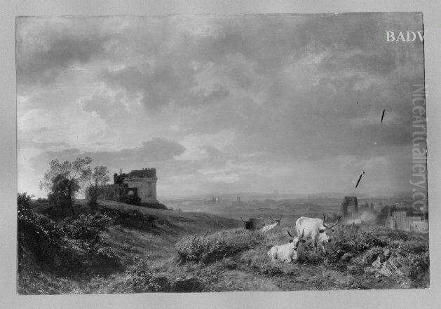 Roman landscape Oil Painting by Oswald Achenbach