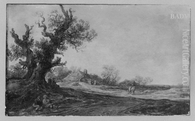 landscape with two oaks Oil Painting by Jan van Goyen